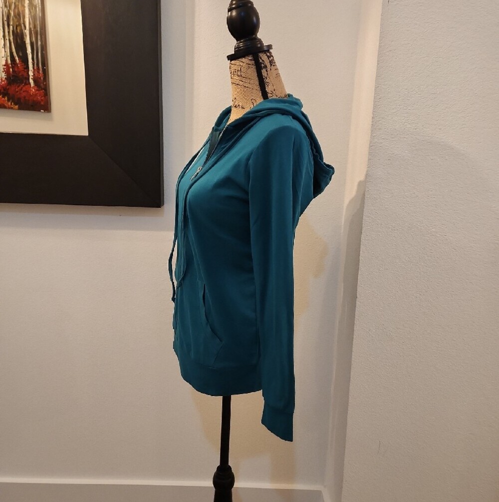 Sofra Teal Zip-Up Hooded Sweatshirt - Picture 2 of 6